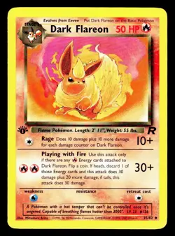 Vintage Pokemon TCG Team Rocket 1st Edition Dark Flareon 35/82 NM NP - Image 1