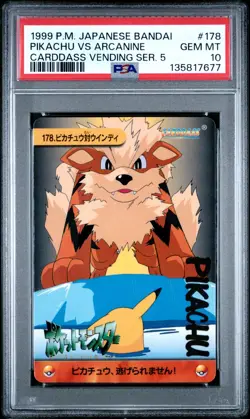Pokemon Japanese Bandai Pikachu VS Arcanine #178 PSA 10 GEM MT Carddass Anime 5 - Image 3