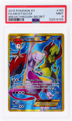 2015 Pokemon XY Breakthrough Mewtwo Ex Secret Rare #163 PSA 9 - Image 1