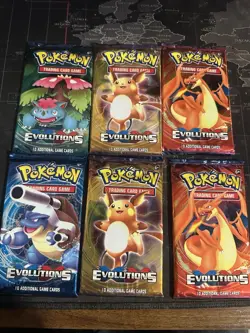 6 Pokemon XY Evolutions TCG Packs Novelty - Image 1