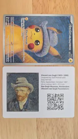 Pikachu with Grey Felt Hat 085 Promo with VanGogh promo card - Image 3