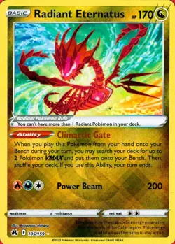 Radiant Eternatus 105/159 Crown Zenith Reverse Holo Rare Pokemon Card Near Mint - Image 1