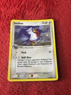 Swellow 41/106 Emerald Reverse Holo Stamped Pokemon Card Lp + - Image 1