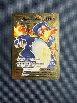 Charizard VMAX Gigantamax # SV 107/SV 122 Gold Foil Fan Art Pokemon Card Holo - Image 1