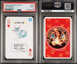 1996 POKEMON RED VERSION PLAYING CARDS 9 OF HEARTS VAPOREON PSA 9 - Image 3