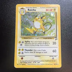 Raichu 16/130 Pokemon Base Set 2 Holo Rare Card - HP - Image 1