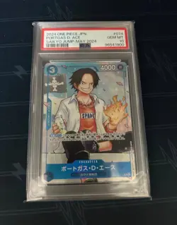 2024 One Piece Japanese Portgas D. Ace P-074 Saikyo Jump May Promo Card PSA 10 - Image 1