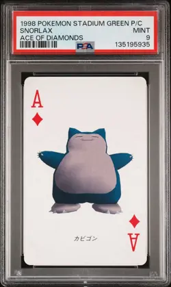 1998 POKEMON STADIUM GREEN VERSION PLAYING CARDS ACE OF DIAMONDS SNORLAX PSA 9 - Image 1