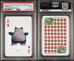 1998 POKEMON STADIUM GREEN VERSION PLAYING CARDS ACE OF DIAMONDS SNORLAX PSA 9 - Image 3