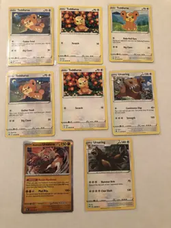 Lot Of 8 Teddiursa and Ursaring Pokemon Cards - Image 1