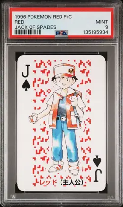 1996 POKEMON RED VERSION PLAYING CARDS JACK OF SPADES RED PSA 9 - Image 1