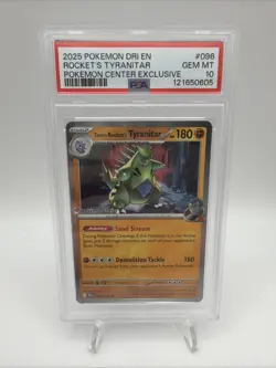 Pokemon Center Stamped Team Rockets Tyranitar Card 096/182 PSA 10 Gem Mint - Image 1