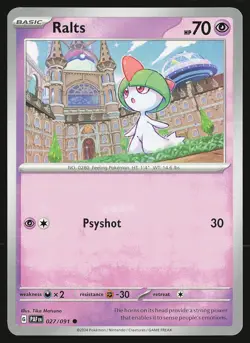 SV: Paldean Fates Ralts #027/091 Common Pokemon Card - Image 1