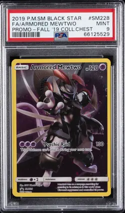 2019 POKEMON SM BLACK STAR PROMO #SM228 FULL ART/ARMORED MEWTWO PSA 9 - Image 1