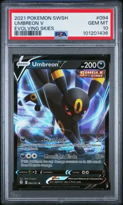 2021 Pokemon SWSH Evolving Skies Umbreon V 094/203 PSA 10 Gem Mint - Image 2