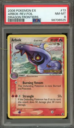 Pokemon Arbok EX Dragon Frontiers Reverse Holo Rare #13 PSA 8 - Image 1