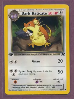 1999 Pokemon First Edition Fossil Dark Raticate 51/82!! - Image 1