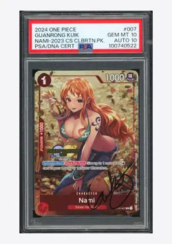 One Piece PSA 10 AUTO 10 Nami C Guanrong Kuik 2024 ST01-007 Championship English - Image 1