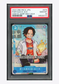 One Piece PSA 10 Portgas D Ace Promo 2024 P-074 Saikyo Jump May Japanese - Image 1