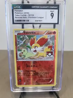 Pokemon TCG Fates Collide Fennekin Card 10/124 Reverse Holo League Stamp - Image 1