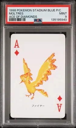 1998 POKEMON STADIUM BLUE VERSION PLAYING CARDS ACE OF DIAMONDS MOLTRES PSA 10 - Image 1