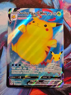 Surfing Pikachu VMAX 009/025 Pokemon Celebrations Sword Shield Rare Card 009 - Image 1