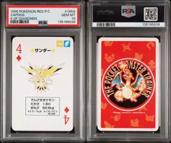 1996 Pokemon Red Version Playing Cards 4 of Diamonds #145A Zapdos PSA 10 - Image 3