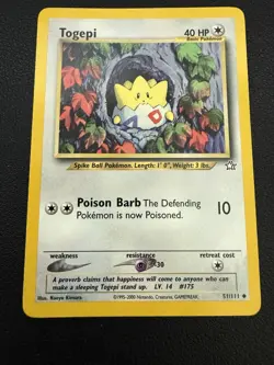 Pokemon TCG Togepi Neo Genesis Unlimited Uncommon Card 51/111 - Image 1