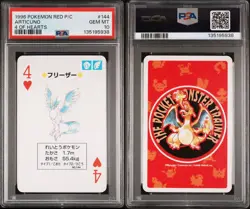 1996 Pokemon Red Version Playing Cards Articuno, 4 of Hearts, #144A, PSA 10 - Image 3
