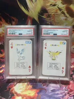 1996 Pokemon Red Version Playing Cards Articuno, 4 of Hearts, #144A, PSA 10 - Image 4