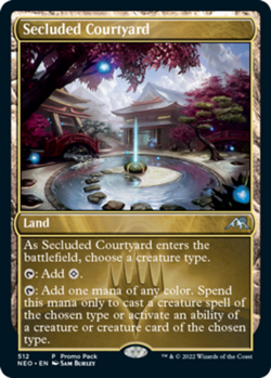 MTG Secluded Courtyard - Foil - Dark Frame Promo, Promo Pack, Heavily Played, En - Image 1