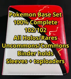 Pokemon TCG Base Set 100% Complete 102/102 (All in Sleeves+Toploaders in binder) - Image 1