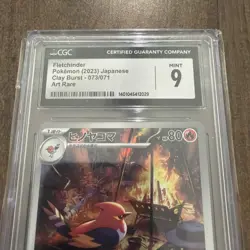 2023 Pokemon Fletchinder Japanese Clay Burst 073/071 Art Rare Holo CGC 9 Mint - Image 2