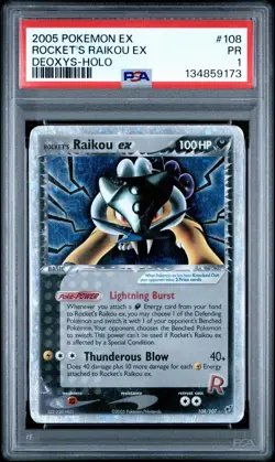 PSA 1 Rocket's Raikou EX Holo Foil 108/109 Deoxys 2005 Pokemon PR - Image 1