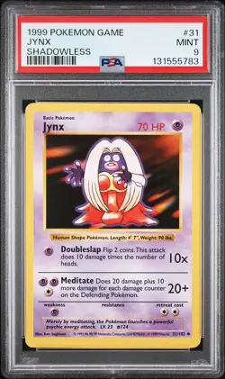 1999 PSA 9 Jynx #31 Shadowless Uncommon WOTC Pokemon Game Base Set Shadowless - Image 1
