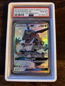 2018 POKEMON SUN & MOON CELESTIAL STORM #177A FULL ART/RAYQUAZA GX PSA 10 - Image 1