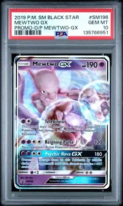 2019 POKEMON SM BLACK STAR PROMO DETECTIVE PIKACHU MEWTWO-GX MEWTWO GX PSA 10 - Image 1