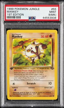 1999 POKEMON JUNGLE 1ST ED #55 MANKEY PSA 9 MK - Image 1