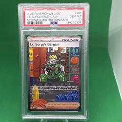 2025 POKEMON MEG EN-MEGA EVOLUTION #185 LT. SURGE'S BARGAIN PSA 10 - Image 1