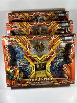 Pokemon Tapu Koko Figure Collection Box Sealed Holo TCG - Lot Of 3 Brand New - Image 1