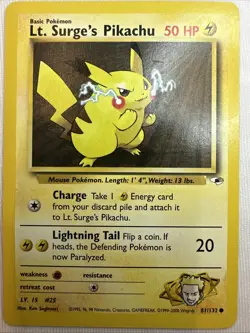 Lt. Surge's Pikachu 081/132 - Gym Heroes - Common - Pokemon TCG - LP - Image 1