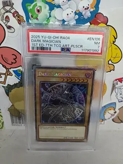 Yu-gi-oh! Stampede Dark Magician 7th Art RA04-EN106 Platinum Secret PSA 7 NM - Image 1