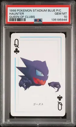 1998 POKEMON STADIUM BLUE VERSION PLAYING CARDS QUEEN OF CLUBS HAUNTER PSA 10 - Image 1