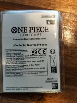 10x Sleeves One Piece Card Game Official Promo Roronoa Zoro Sealed - Image 3