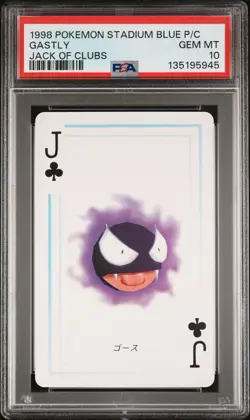 1998 POKEMON STADIUM BLUE VERSION PLAYING CARDS JACK OF CLUBS GASTLY PSA 10 - Image 1