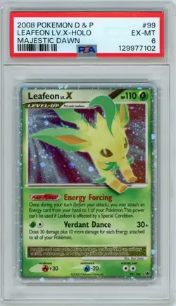 Pokemon TCG Leafeon LV.X 99 Holo Rare Card Majestic Dawn PSA 6 - Image 1