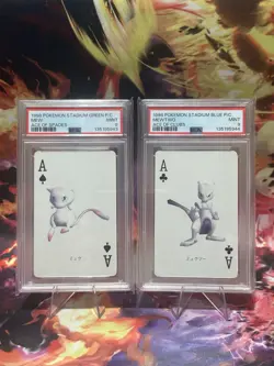1998 POKEMON STADIUM BLUE VERSION PLAYING CARDS ACE OF CLUBS MEWTWO PSA 9 - Image 4