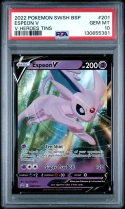 2022 Pokemon PSA 10 SWSH201 #201 Espeon V Black Star Promo Card, Sword & Shield - Image 1
