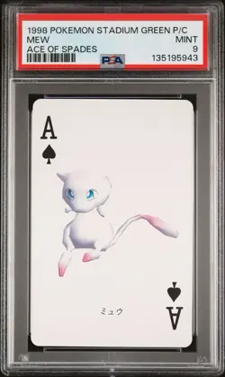 1998 POKEMON STADIUM GREEN VERSION PLAYING CARDS ACE OF SPADES MEW PSA 9 - Image 1