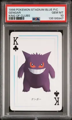 1998 POKEMON STADIUM BLUE VERSION PLAYING CARDS KING OF CLUBS GENGAR PSA 10 - Image 1
